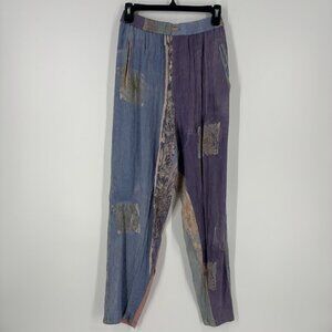 Vintage Handmade Boho Hippie Pants Women’s Size Medium Purple Green High Waist